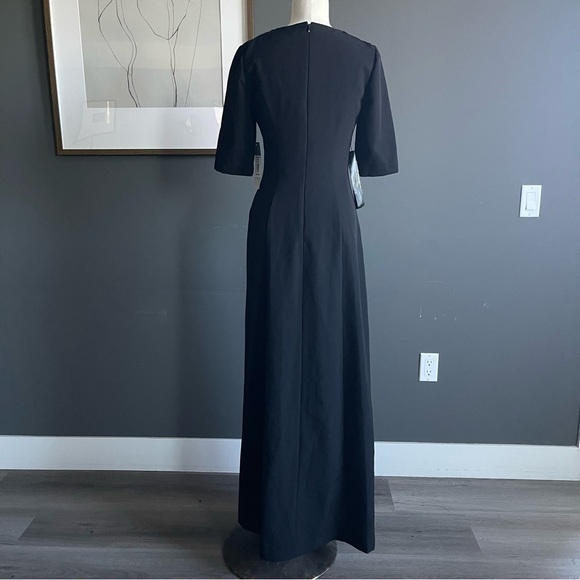 Kay Unger NWT Davina Walk-Thru Jumpsuit | Black Crepe Evening One-Piece (4) - Picture 10 of 12